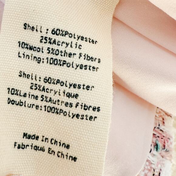 L’Agence Kenzie Blazer Jacket Womens 0 XS Pink Ivory Tweed Houndstooth Preppy - Picture 6 of 11